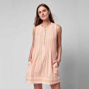 Faherty Isha Dress Coral Stripe Medium